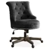 Charcoal Gray Button Tufted Office Chair With Wood Base -Hot Sale Office Furniture Store 810389620 1