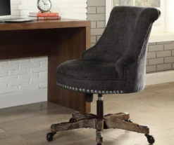 Charcoal Gray Button Tufted Office Chair With Wood Base -Hot Sale Office Furniture Store 810389620 2