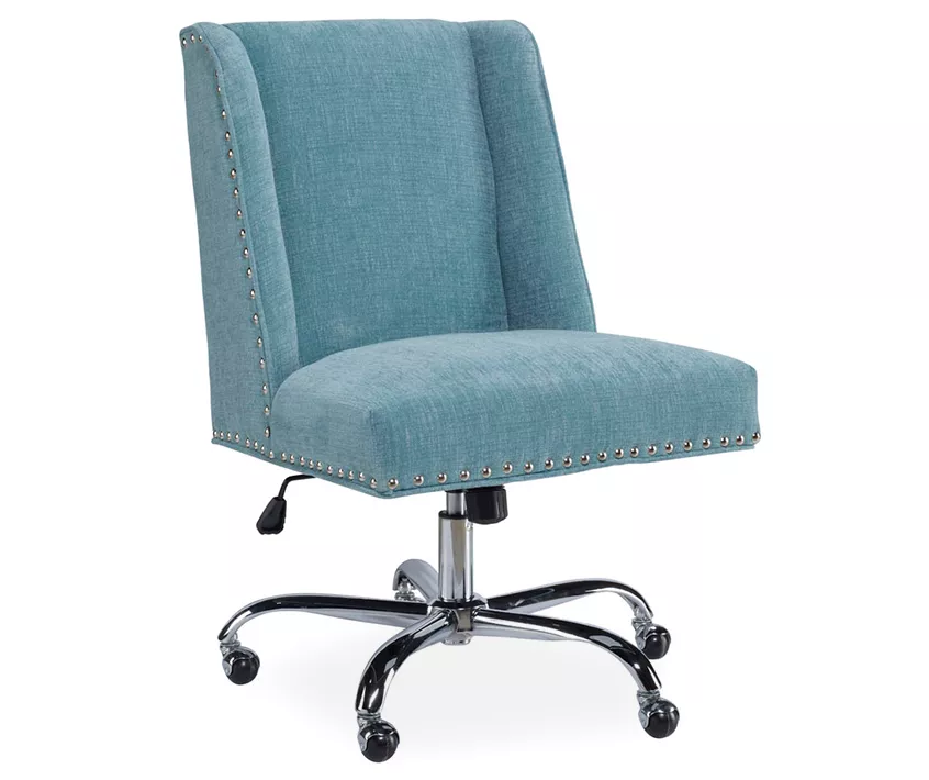 Aqua Square Back Office Chair With Nailhead Trim 3 Aqua Square Back Office Chair With Nailhead Trim