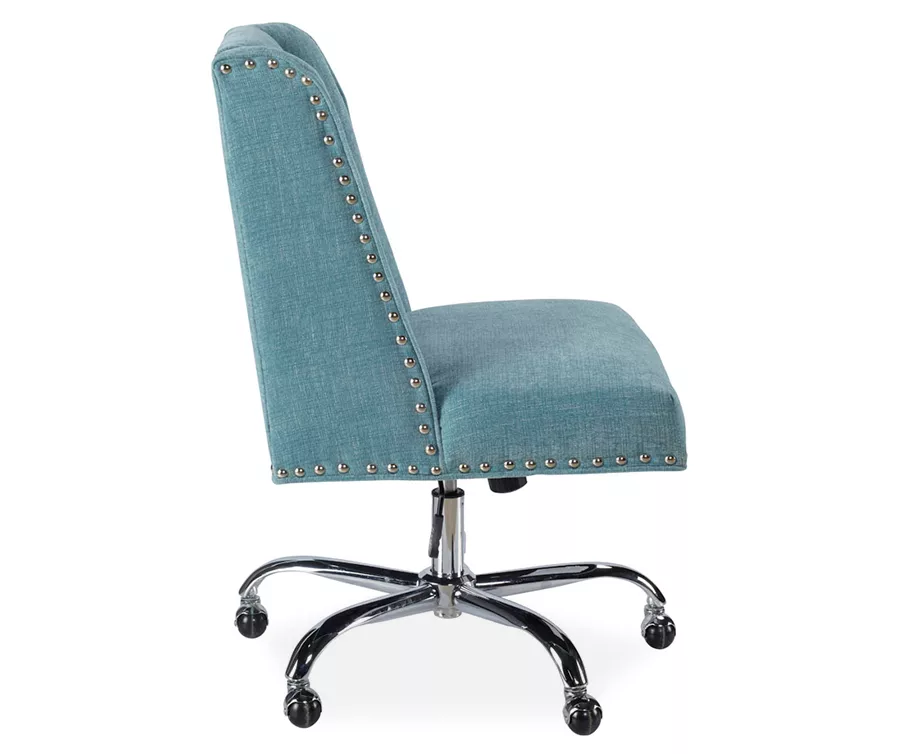 Aqua Square Back Office Chair With Nailhead Trim 4 Aqua Square Back Office Chair With Nailhead Trim - Image 2