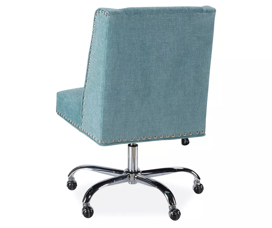 Aqua Square Back Office Chair With Nailhead Trim 5 Aqua Square Back Office Chair With Nailhead Trim - Image 3