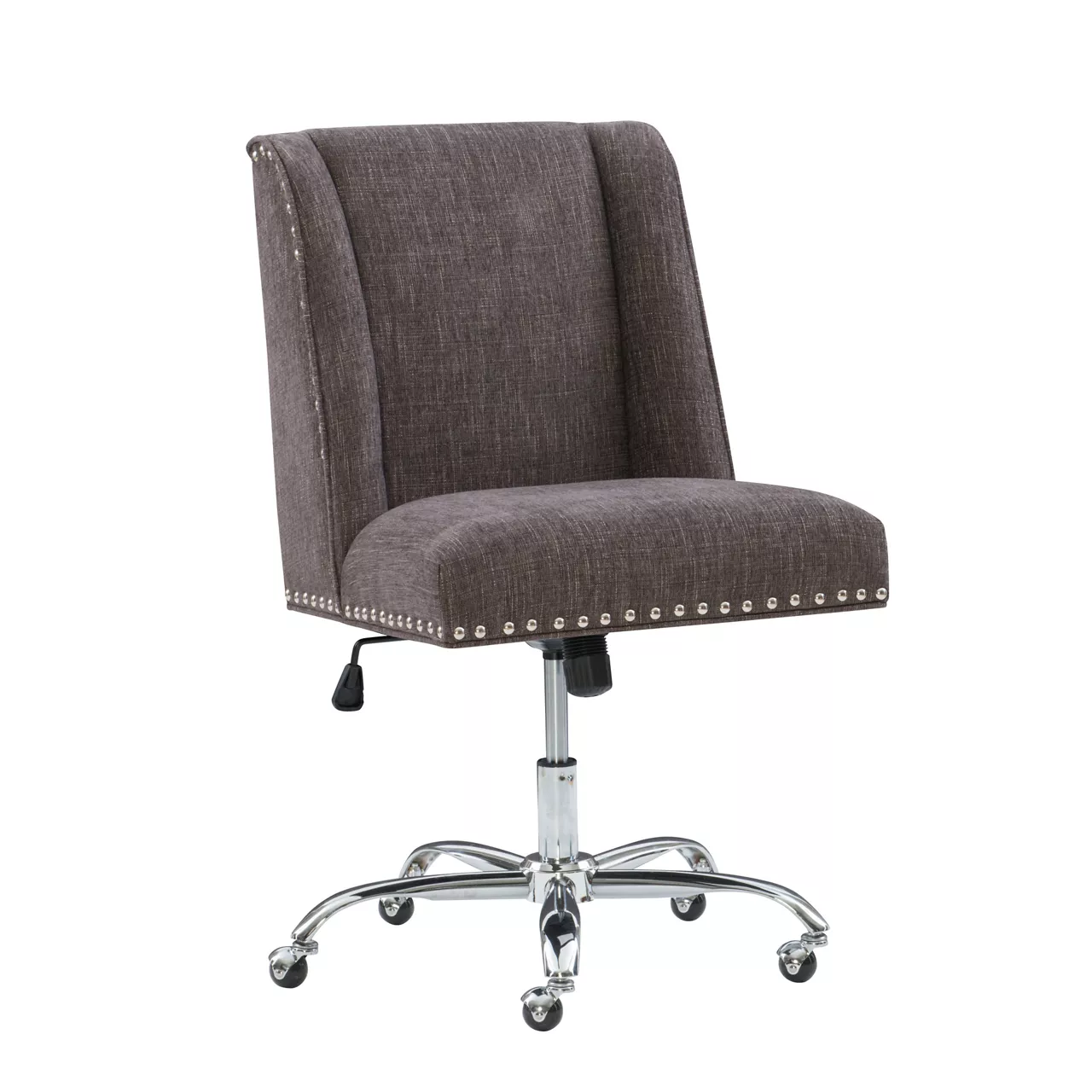 Charcoal Gray Square Back Office Chair With Nailhead Trim 4 Charcoal Gray Square Back Office Chair With Nailhead Trim - Image 2