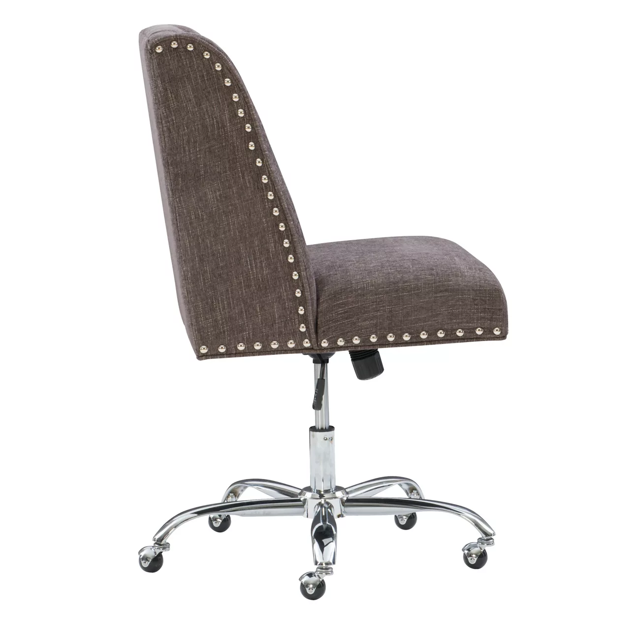 Charcoal Gray Square Back Office Chair With Nailhead Trim 5 Charcoal Gray Square Back Office Chair With Nailhead Trim - Image 3