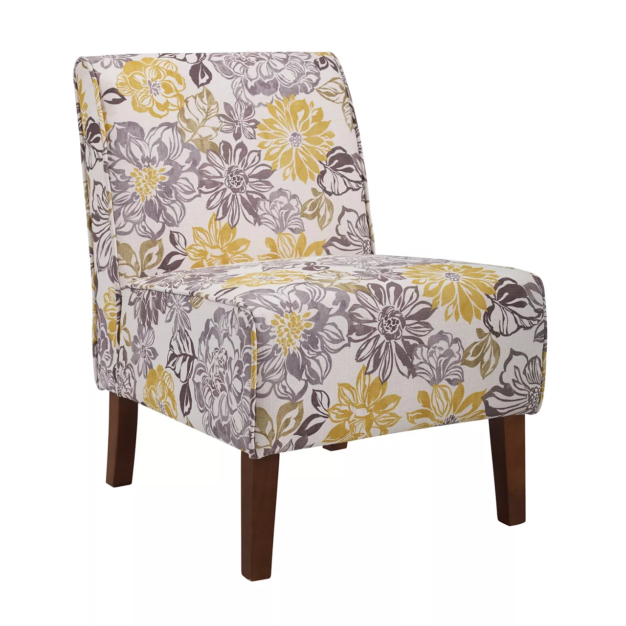 Shleby Gray & Yellow Floral Armless Accent Chair 3 Shleby Gray & Yellow Floral Armless Accent Chair