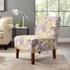 Shleby Gray & Yellow Floral Armless Accent Chair 12 Shleby Gray & Yellow Floral Armless Accent Chair -Hot Sale Office Furniture Store 810389645 2 2
