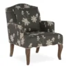 Gray Floral Bergere Armchair