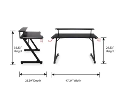 Black LED Gaming Desk With Riser 25 Black LED Gaming Desk With Riser -Hot Sale Office Furniture Store 810499569 10