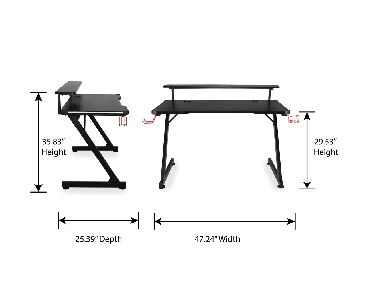 Black LED Gaming Desk With Riser 14 Black LED Gaming Desk With Riser - Image 12
