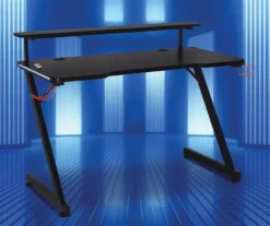 Black LED Gaming Desk With Riser 18 Black LED Gaming Desk With Riser -Hot Sale Office Furniture Store 810499569 11