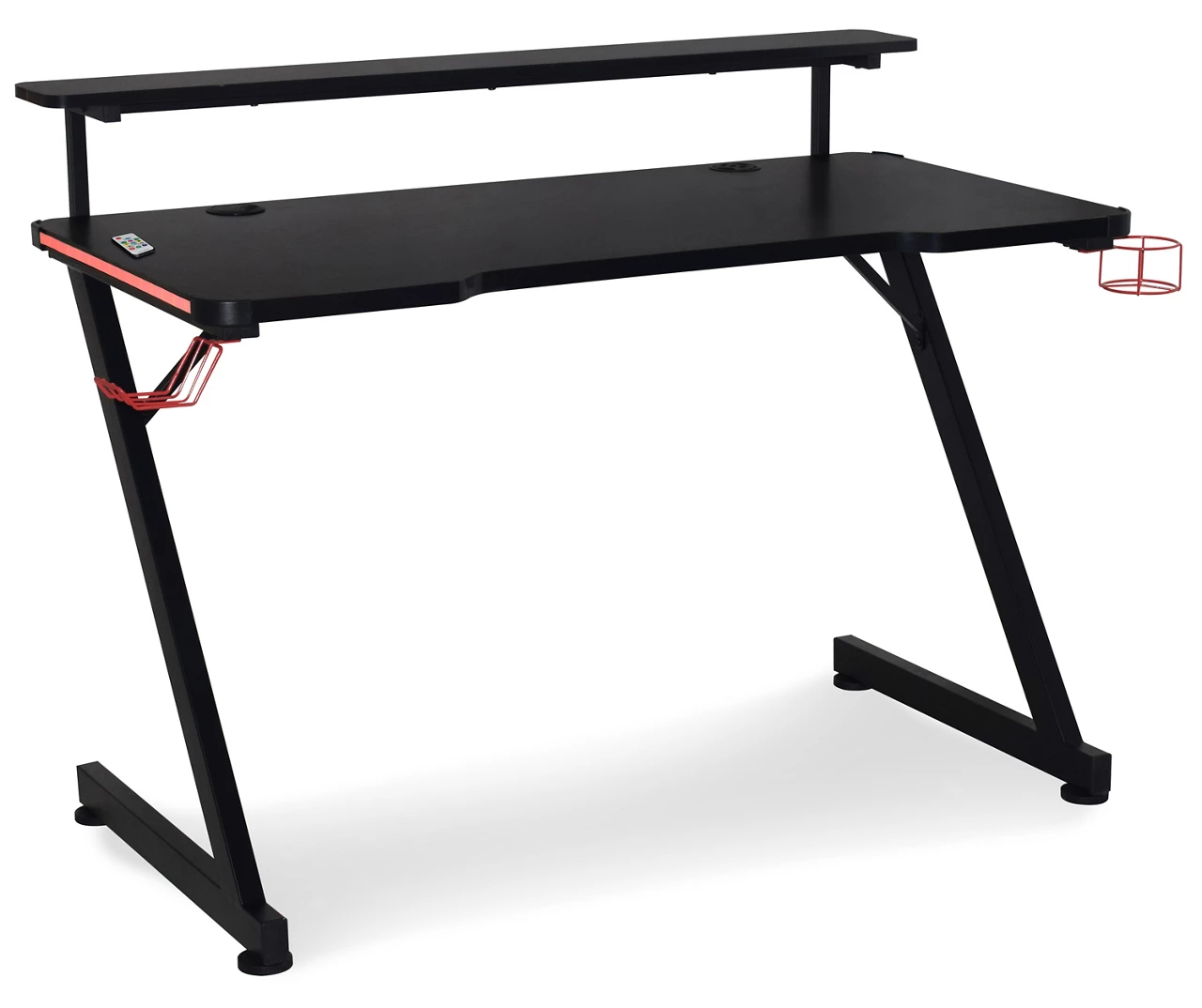 Black LED Gaming Desk With Riser 4 Black LED Gaming Desk With Riser - Image 2