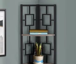 Dark Taupe Square 4-Shelf Corner Bookcase -Hot Sale Office Furniture Store 810512904 4