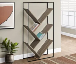 Dark Taupe 5-Shelf Slanted Bookcase -Hot Sale Office Furniture Store 810512986 1