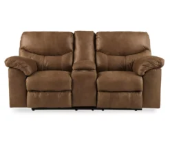 Boxberg Bark Faux Leather Reclining Console Loveseat