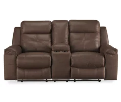 Jesolo Coffee Brown Reclining Console Loveseat