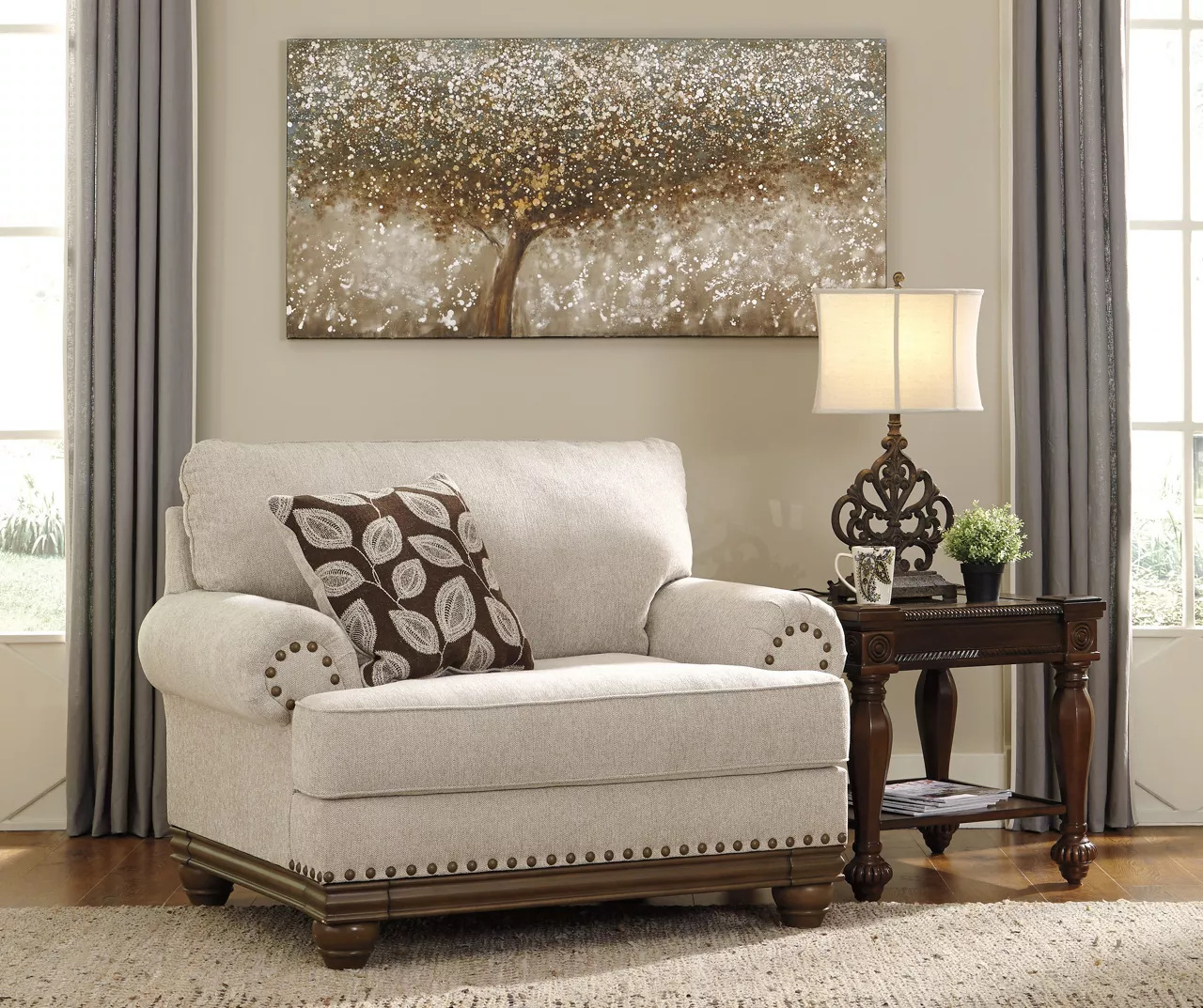 Harleson Wheat Nailhead Trim Chair And A Half 4 Harleson Wheat Nailhead Trim Chair And A Half - Image 2