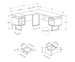 Black & Silver 3-Drawer L-Shaped Corner Desk -Hot Sale Office Furniture Store 810527323 5