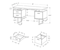 60" Walnut Woodgrain & Black Floating Desk -Hot Sale Office Furniture Store 810527324 5