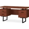 60" Cherry Woodgrain & Black Floating Desk -Hot Sale Office Furniture Store 810527325 2