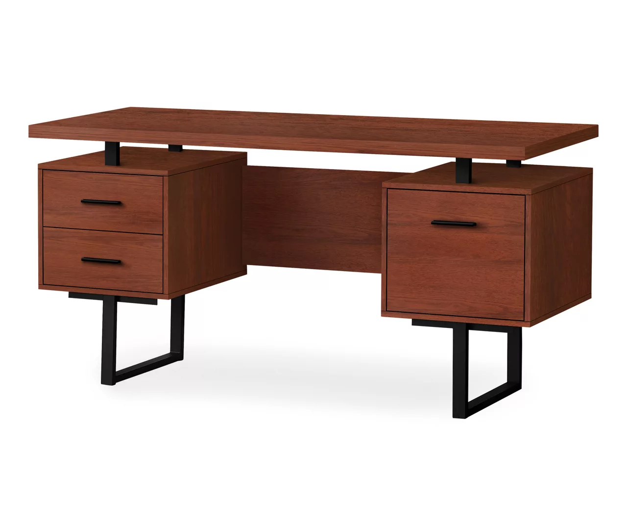 60" Cherry Woodgrain & Black Floating Desk 3 60" Cherry Woodgrain & Black Floating Desk