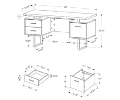 60" Concrete Gray & Black Floating Desk -Hot Sale Office Furniture Store 810527329 5