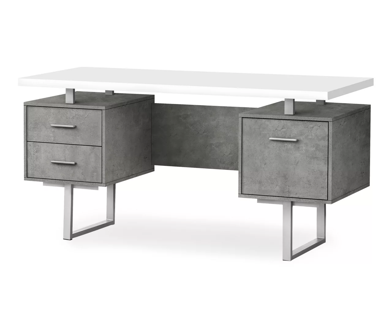 60" Concrete Gray & White Floating Desk 3 60" Concrete Gray & White Floating Desk