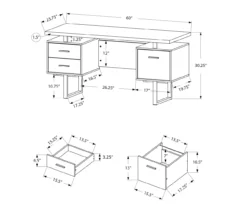 60" Black & Silver Floating Desk 11 60" Black & Silver Floating Desk -Hot Sale Office Furniture Store 810527331 5