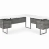 Faux Concrete & White 3-Drawer L-Shaped Corner Desk -Hot Sale Office Furniture Store 810527349 2