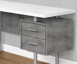 Faux Concrete & White 3-Drawer L-Shaped Corner Desk 9 Faux Concrete & White 3-Drawer L-Shaped Corner Desk -Hot Sale Office Furniture Store 810527349 3