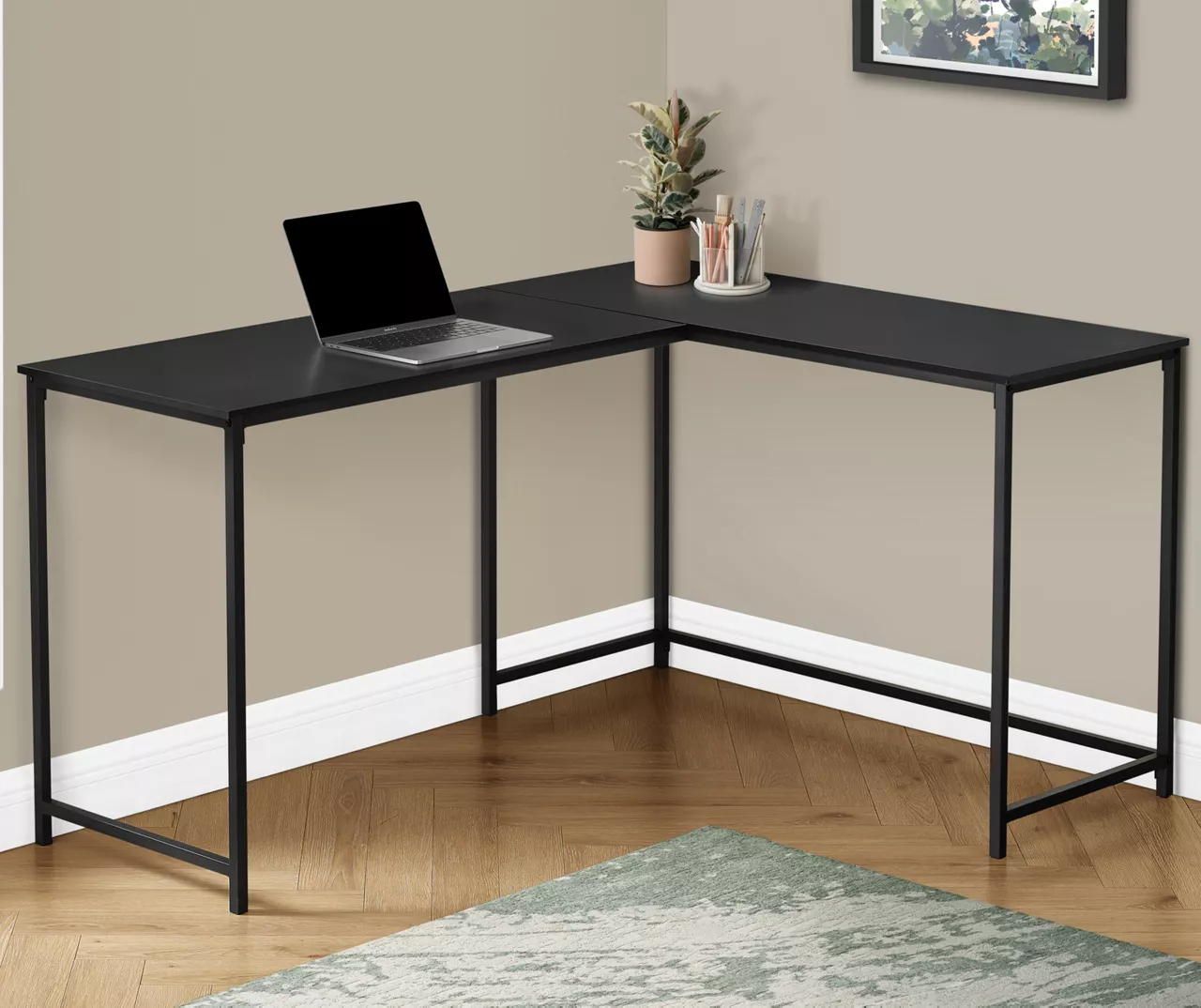 Black Metal L-Shaped Corner Desk 4 Black Metal L-Shaped Corner Desk - Image 2