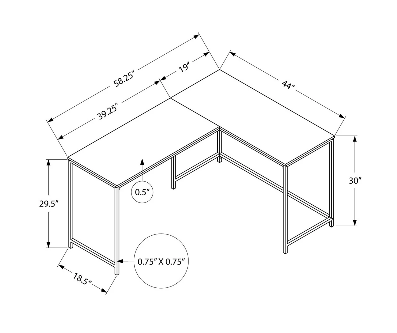 Black Metal L-Shaped Corner Desk 12 Black Metal L-Shaped Corner Desk - Image 10
