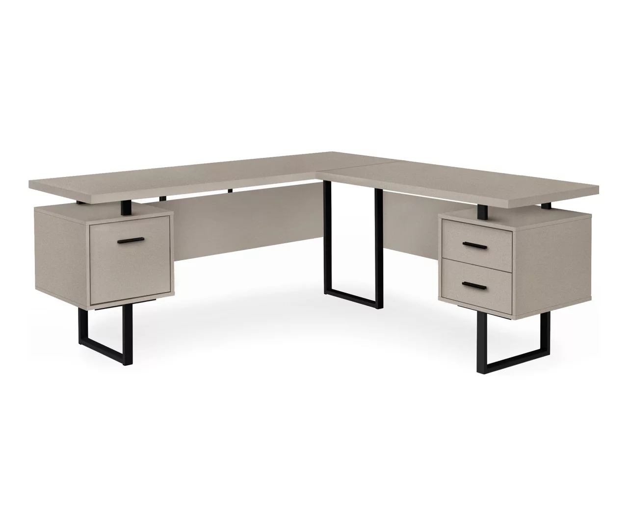 Taupe & Black 3-Drawer L-Shaped Corner Desk 3 Taupe & Black 3-Drawer L-Shaped Corner Desk