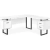 White & Black 3-Drawer L-Shaped Corner Desk -Hot Sale Office Furniture Store 810527374 2