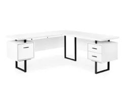 White & Black 3-Drawer L-Shaped Corner Desk