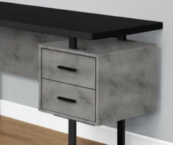 Faux Concrete & Black 3-Drawer L-Shaped Corner Desk -Hot Sale Office Furniture Store 810527375 3