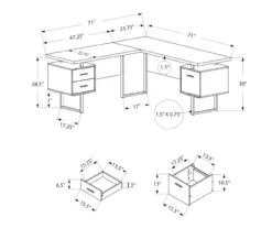 Faux Concrete & Black 3-Drawer L-Shaped Corner Desk -Hot Sale Office Furniture Store 810527375 5