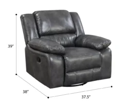 Paulson Gray Faux Leather Swivel Gliding Recliner -Hot Sale Office Furniture Store 810535759 A7 1