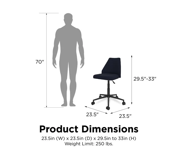 Brittany Blue Linen Office Chair 8 Brittany Blue Linen Office Chair - Image 6