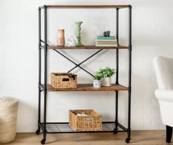Rustic Black 4-Tier Industrial Rolling Bookshelf 9 Rustic Black 4-Tier Industrial Rolling Bookshelf -Hot Sale Office Furniture Store 810539937 2