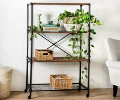 Rustic Black 4-Tier Industrial Rolling Bookshelf 10 Rustic Black 4-Tier Industrial Rolling Bookshelf -Hot Sale Office Furniture Store 810539937 3