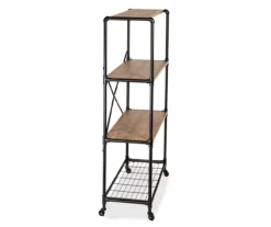 Rustic Black 4-Tier Industrial Rolling Bookshelf 12 Rustic Black 4-Tier Industrial Rolling Bookshelf -Hot Sale Office Furniture Store 810539937 5