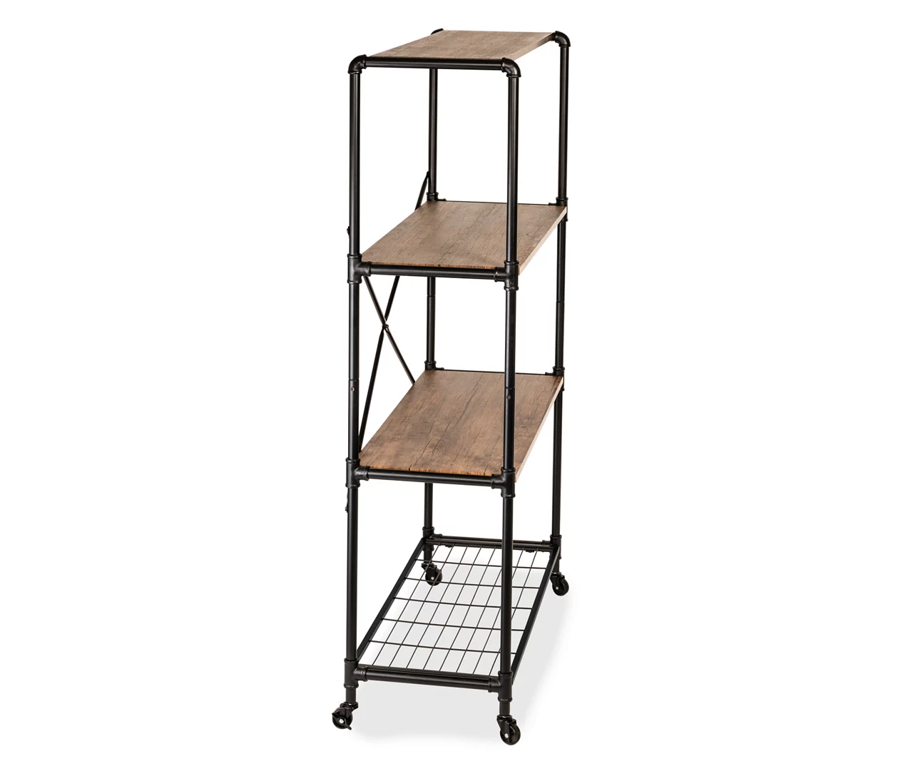 Rustic Black 4-Tier Industrial Rolling Bookshelf 7 Rustic Black 4-Tier Industrial Rolling Bookshelf - Image 5