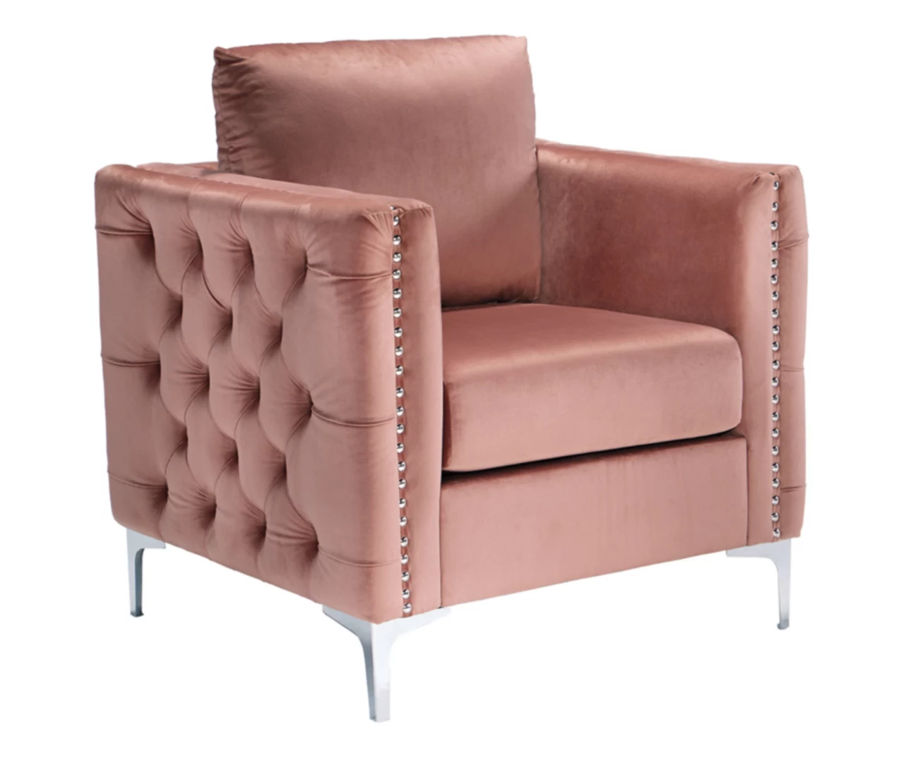 Lizmont Blush Tufted Velvet Accent Chair 3 Lizmont Blush Tufted Velvet Accent Chair