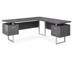 Monarch Metal 3-Drawer L-Shaped Computer Desk