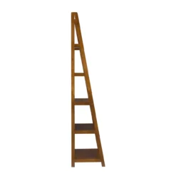 Presley Walnut 5-Shelf Ladder Bookcase -Hot Sale Office Furniture Store 810543154 3