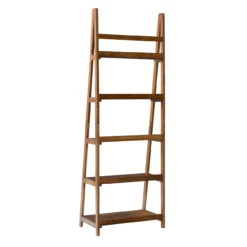 Presley Walnut 5-Shelf Ladder Bookcase -Hot Sale Office Furniture Store 810543154 4