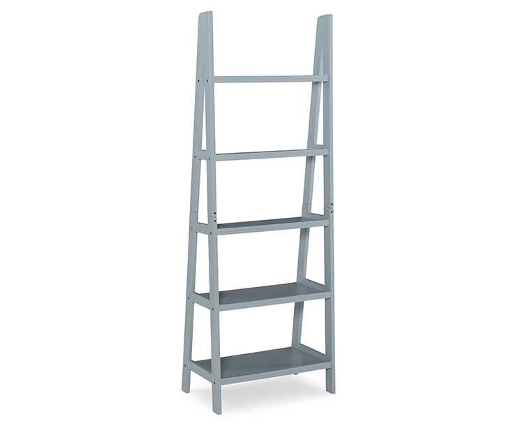 Boston Gray 5-Shelf Wooden Ladder Bookcase 6 Boston Gray 5-Shelf Wooden Ladder Bookcase - Image 4