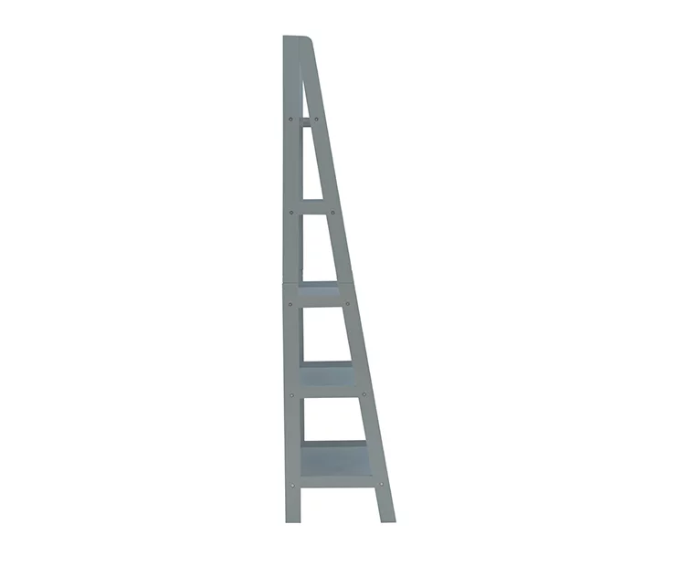Boston Gray 5-Shelf Wooden Ladder Bookcase 7 Boston Gray 5-Shelf Wooden Ladder Bookcase - Image 5