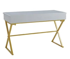 Glam Gray & Gold 2-Drawer Campaign Desk -Hot Sale Office Furniture Store 810543219 A1 4
