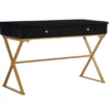 Glam Black & Gold 2-Drawer Campaign Desk -Hot Sale Office Furniture Store 810543220 1