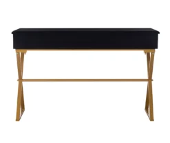 Glam Black & Gold 2-Drawer Campaign Desk -Hot Sale Office Furniture Store 810543220 4